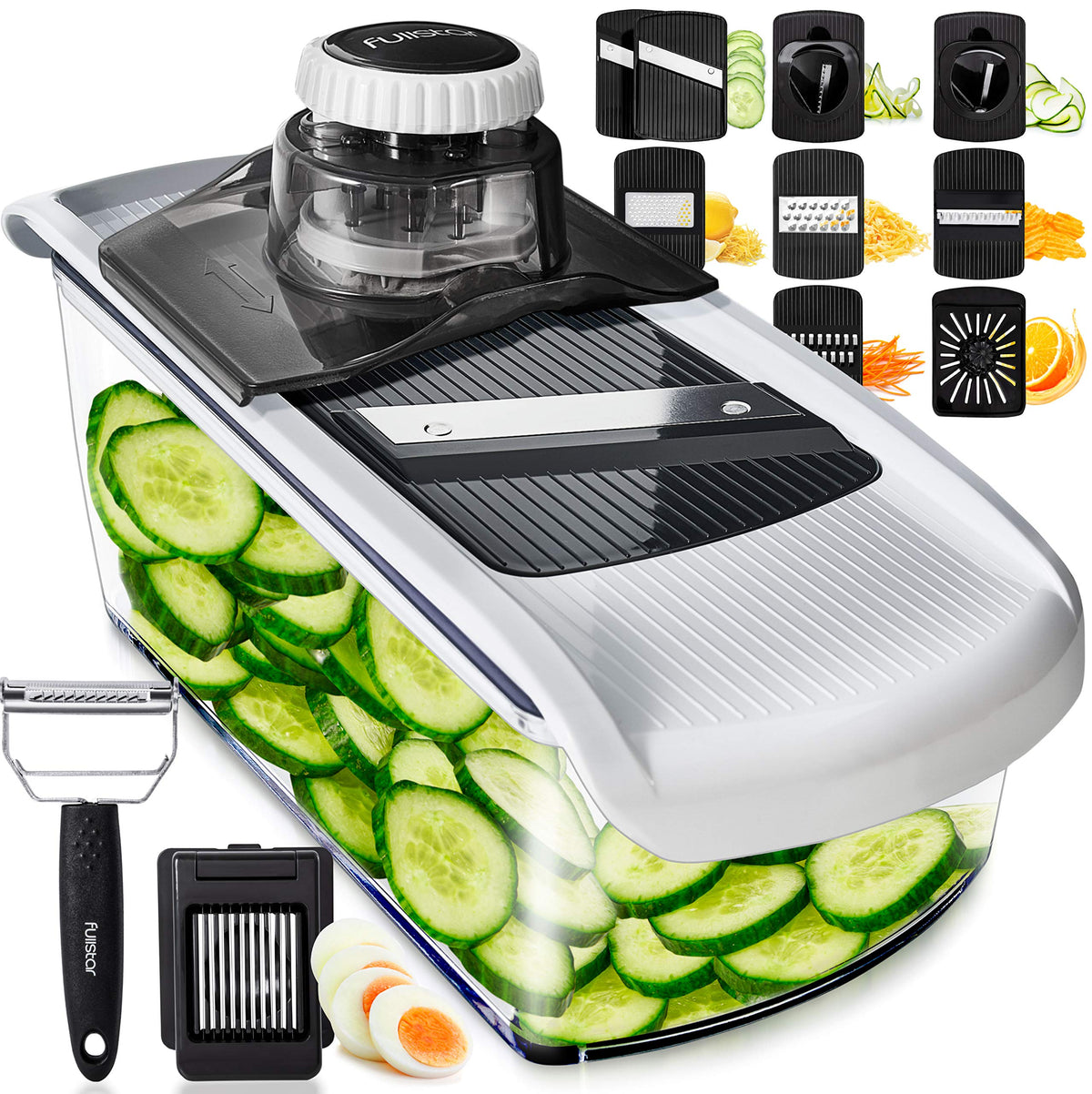 Fullstar mandoline slicer assembly view shows quick setup for meal prep