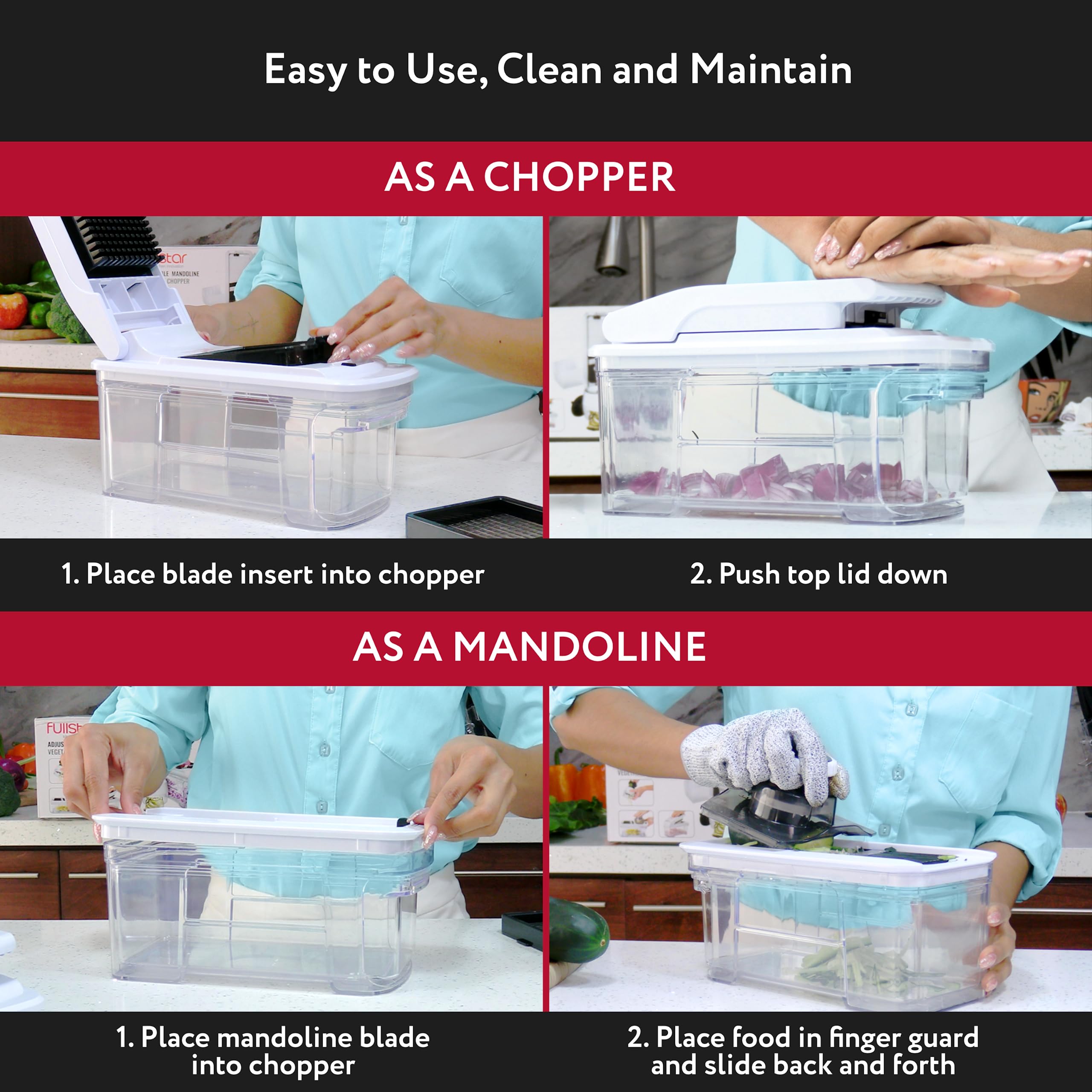 Fullstar mandoline slicer protective glove supports safe handling