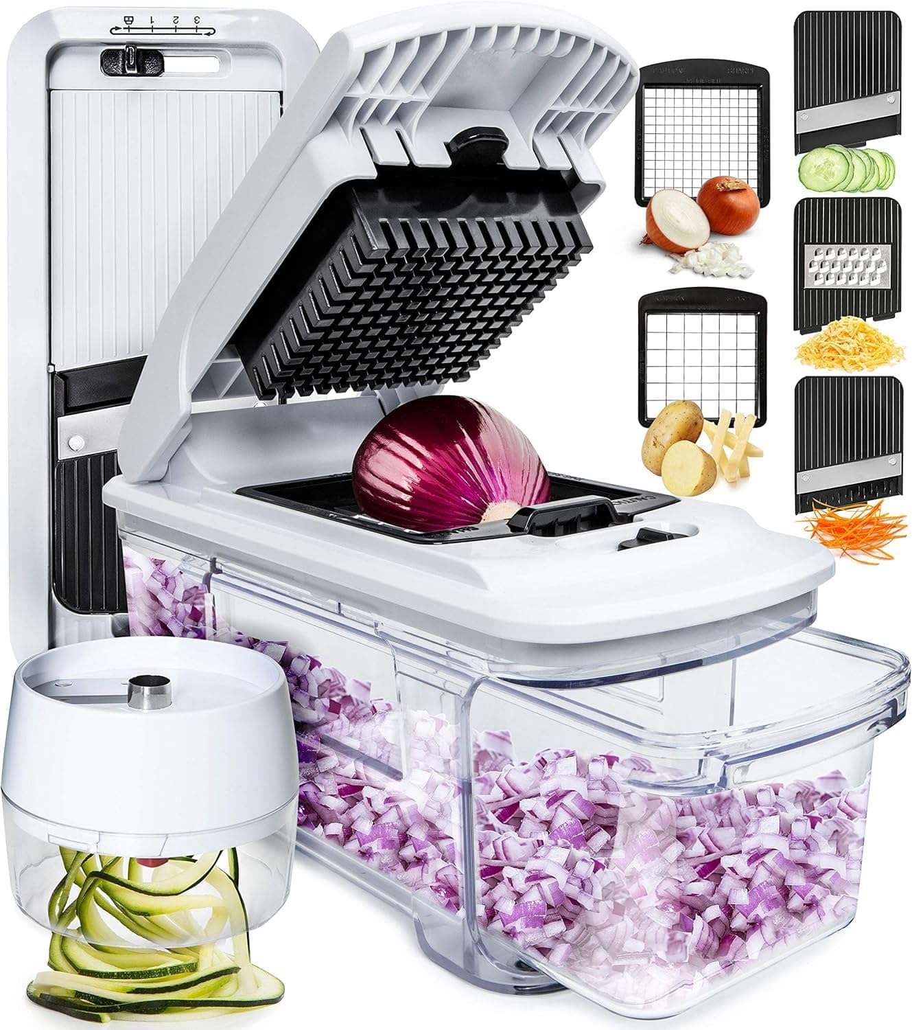 Fullstar mandoline 6-in-1 with container for quick veggie prep.