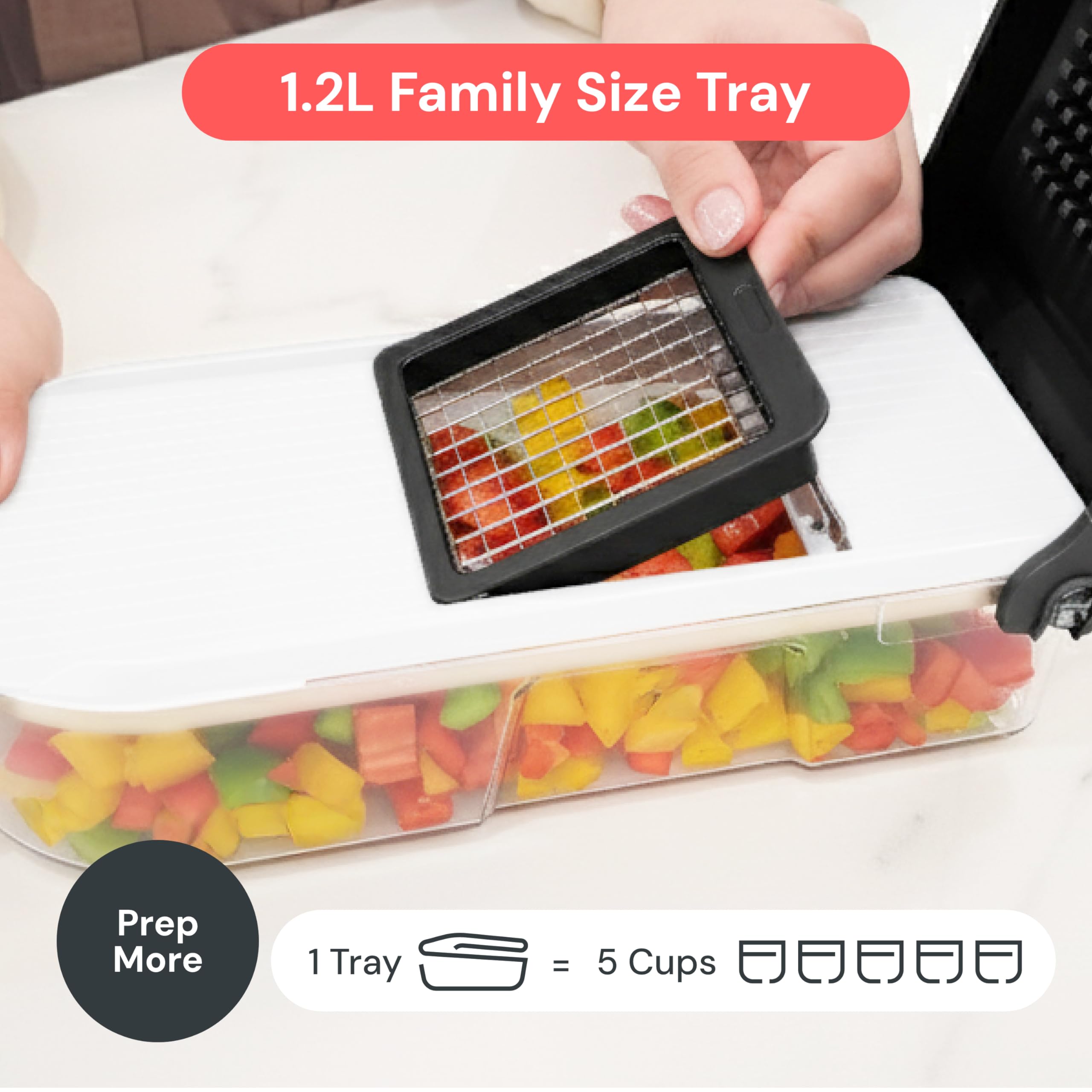 Fullstar multi-function kitchen tool in use for fast dicing