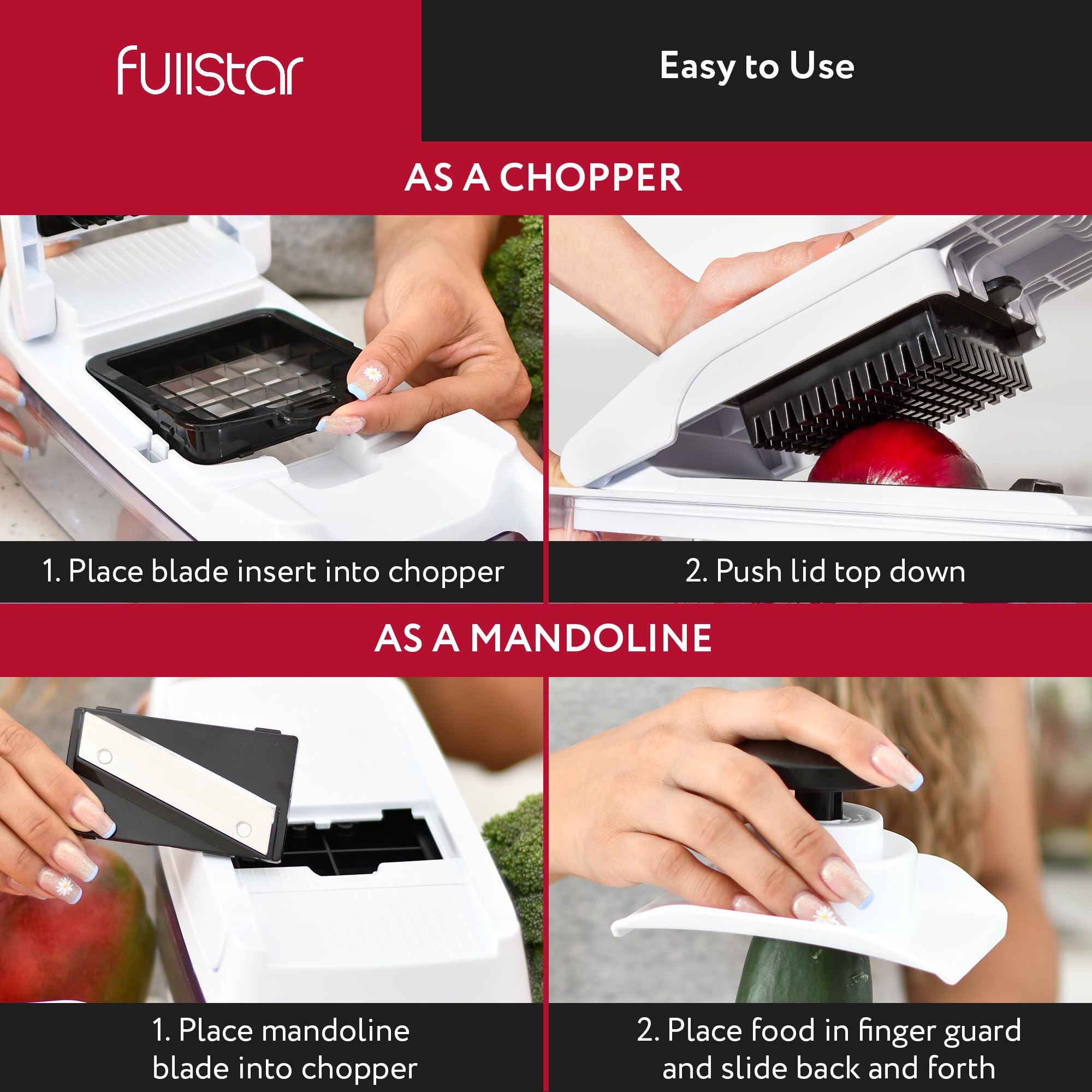 Fullstar multiple blades for slicing, grating, julienne