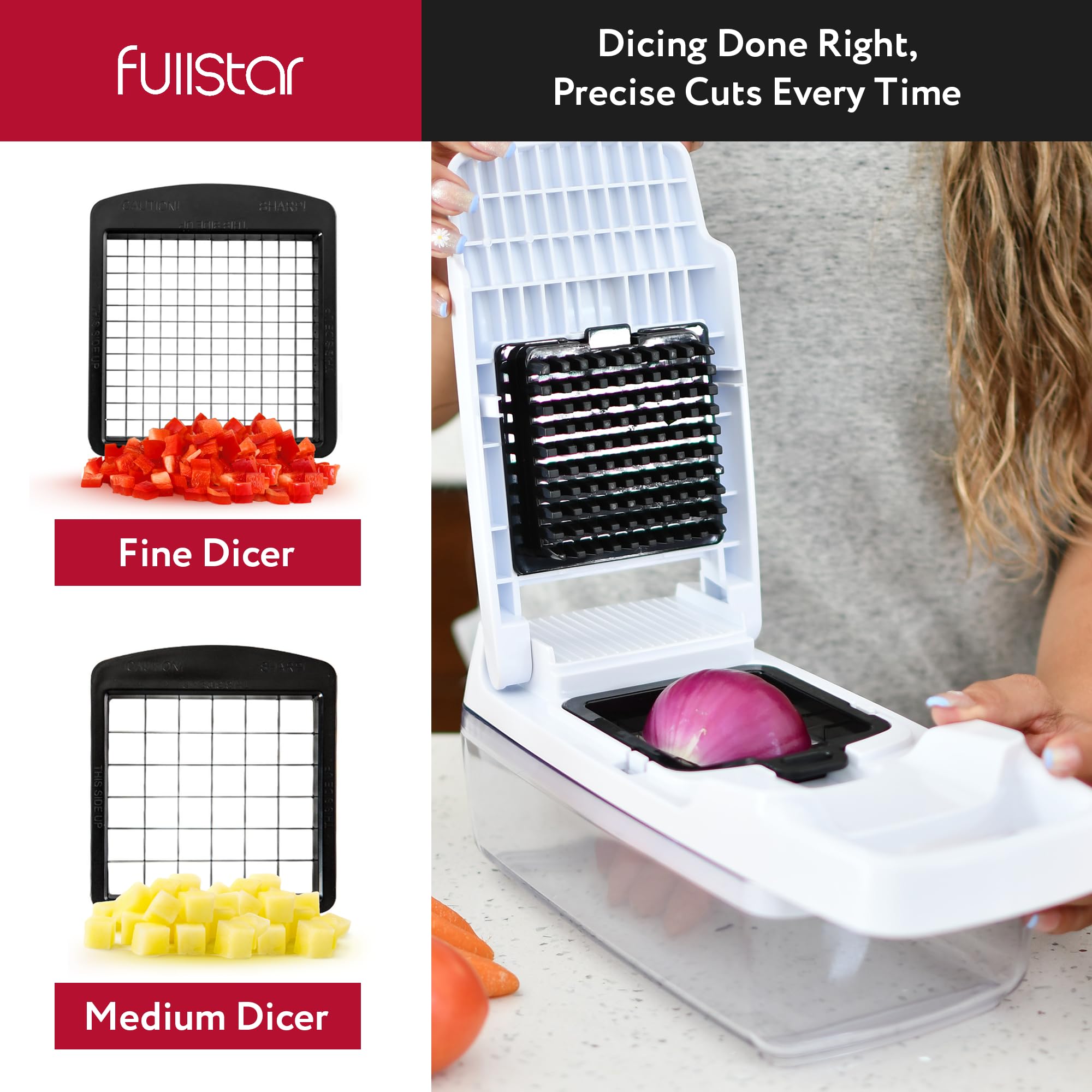 Fullstar non-slip base and finger guard for safe slicing
