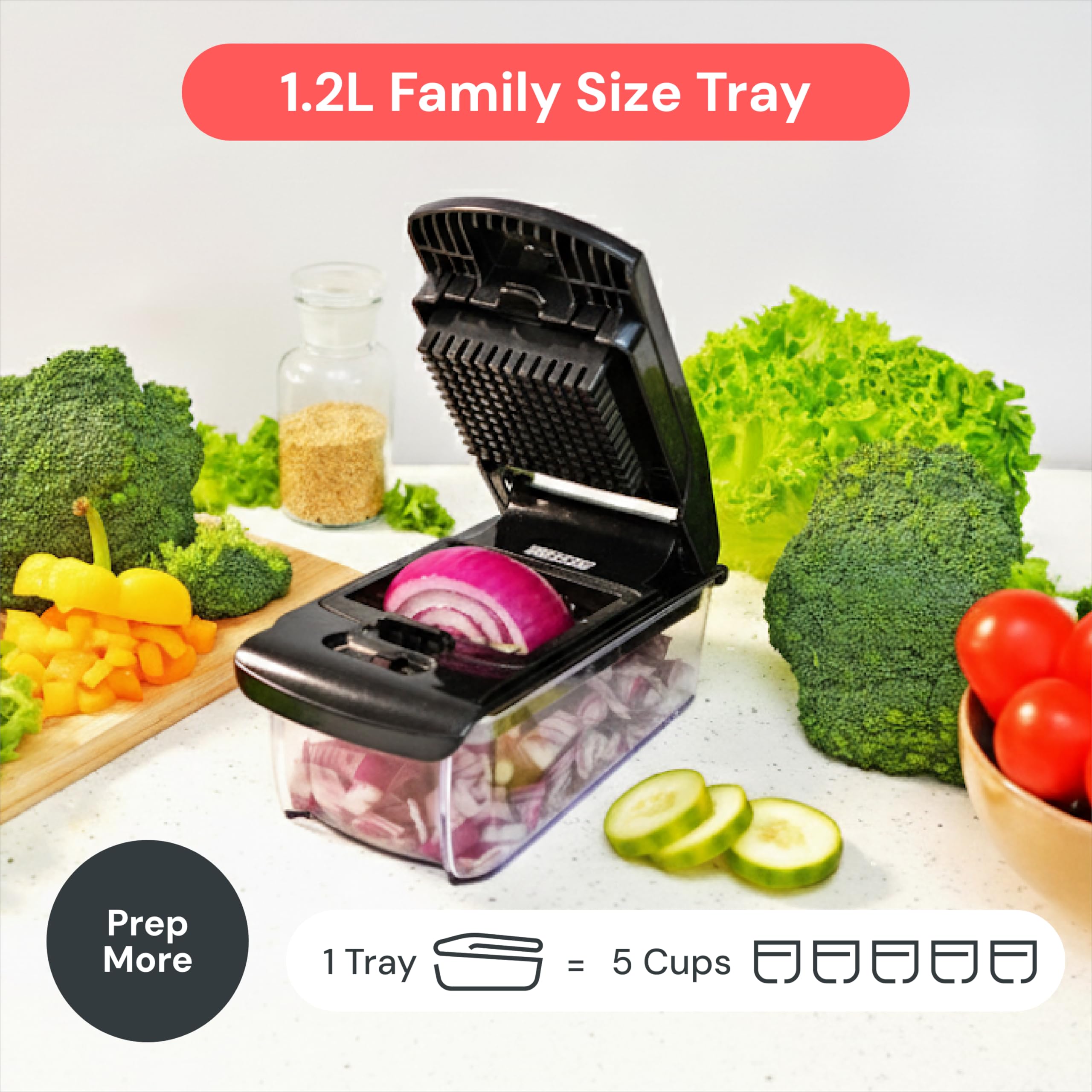 Fullstar Original Pro Chopper attachments illustrate versatile slicing and spiralizing options