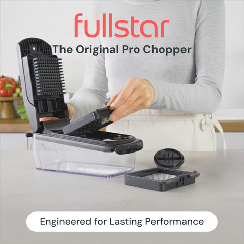 Fullstar Original Pro Chopper blades close-up highlight rust-resistant steel for sharp cuts