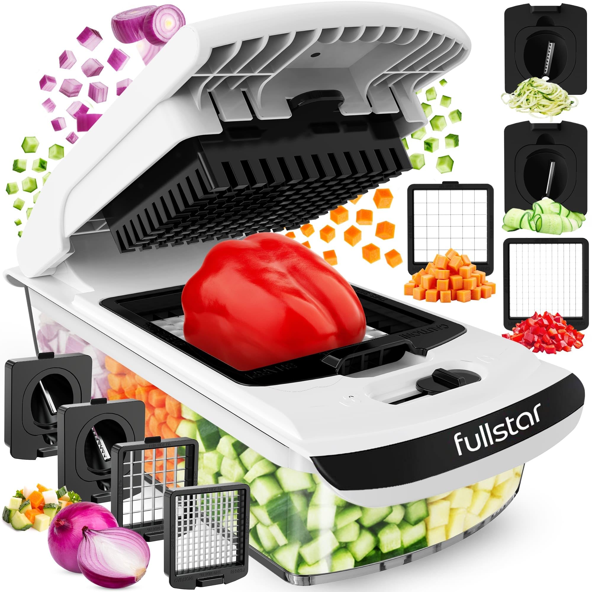 Fullstar Original Pro Chopper with bowl side view highlighting 5-cup capacity for efficient meal prep