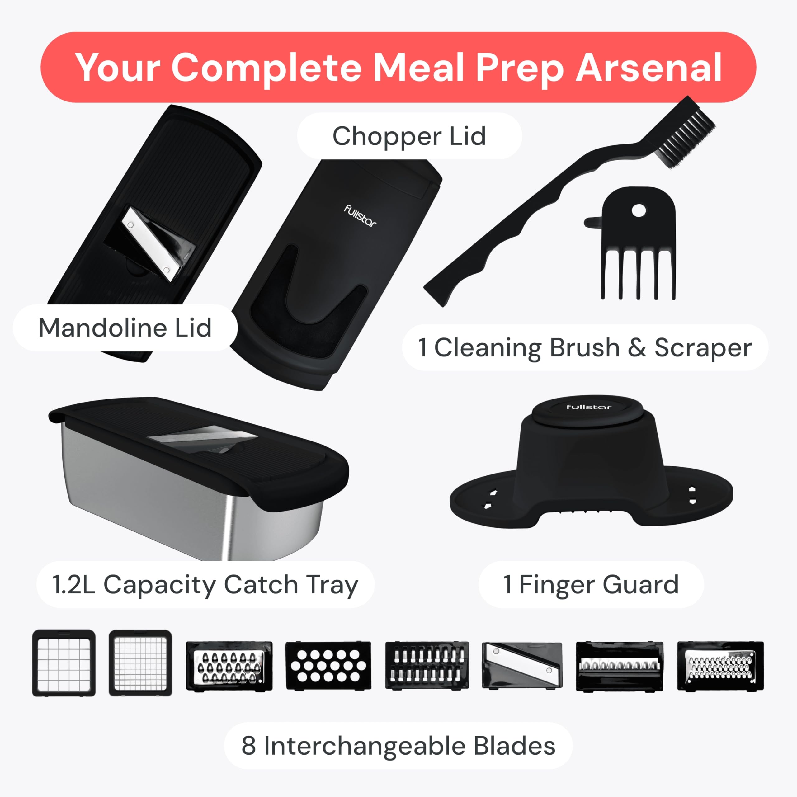 Fullstar Original Pro Chopper catch tray keeps prep mess-free.