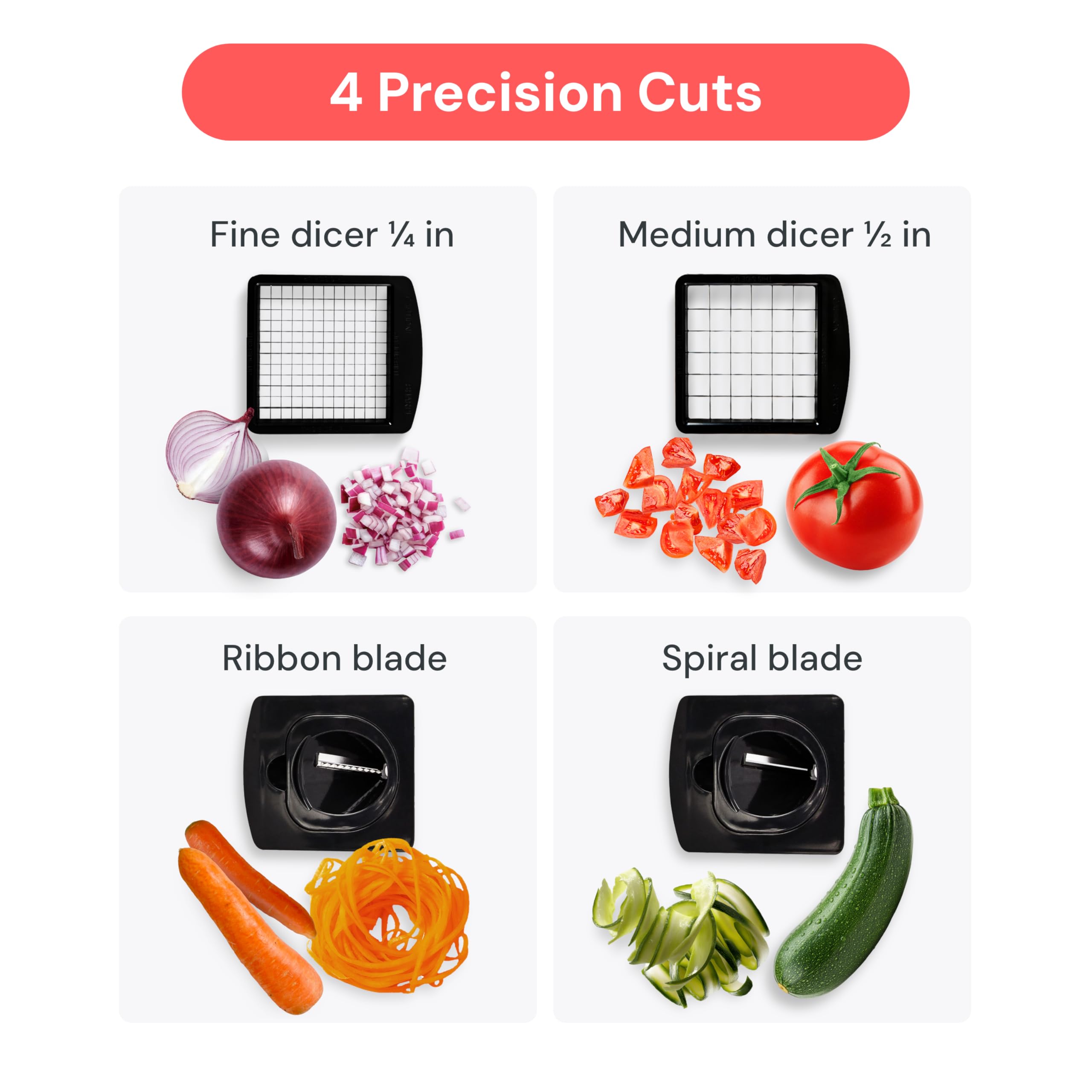 Fullstar Pro Chopper catch tray demonstrating counter-clean convenience during prep