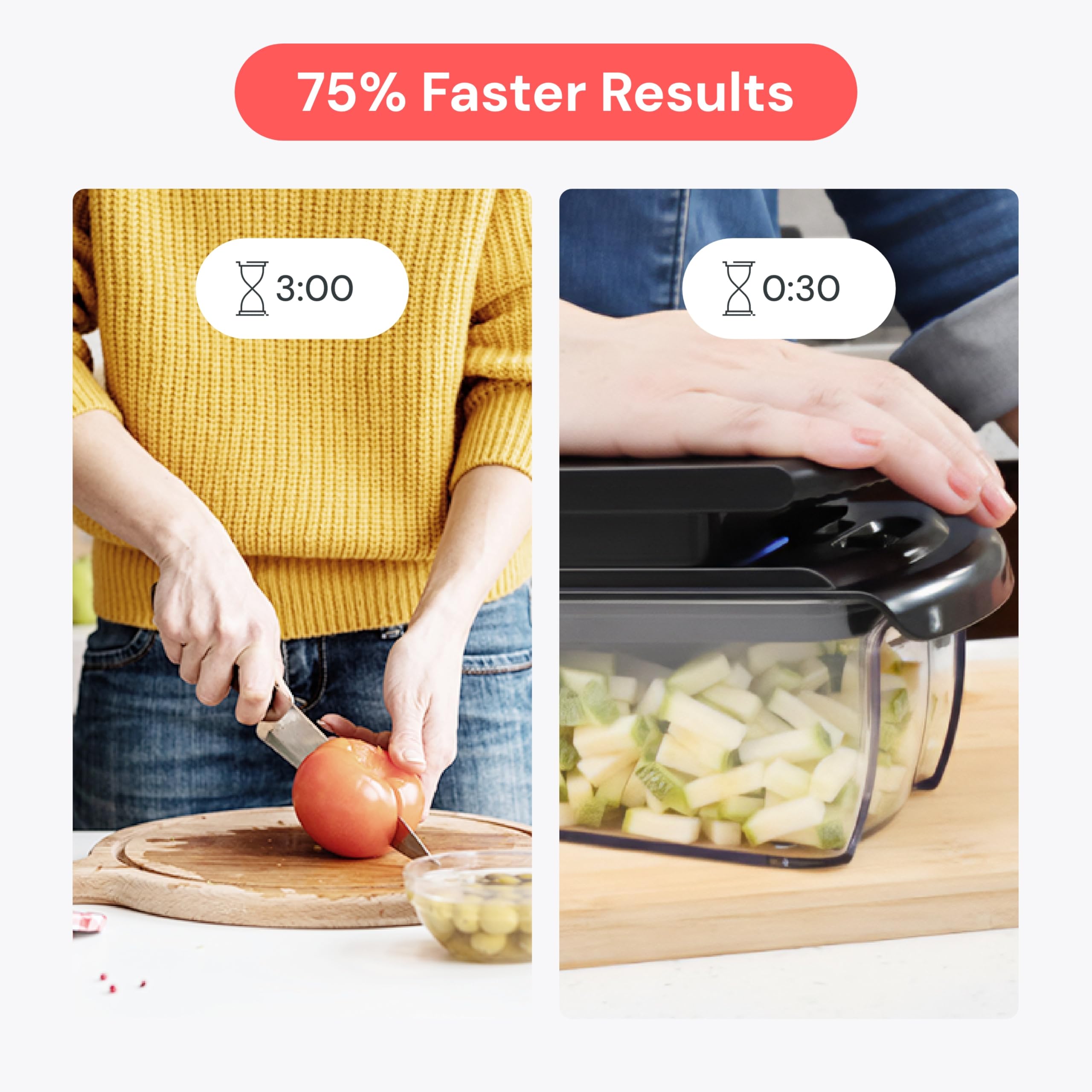 Fullstar Original Pro Chopper features built-in catch tray for mess-free prep.