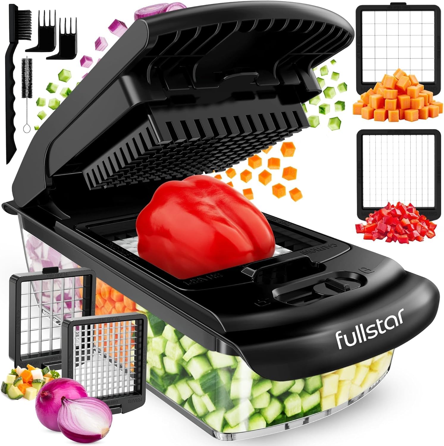 Fullstar Original Pro Chopper front view; compact kitchen essential for quick meal prep.
