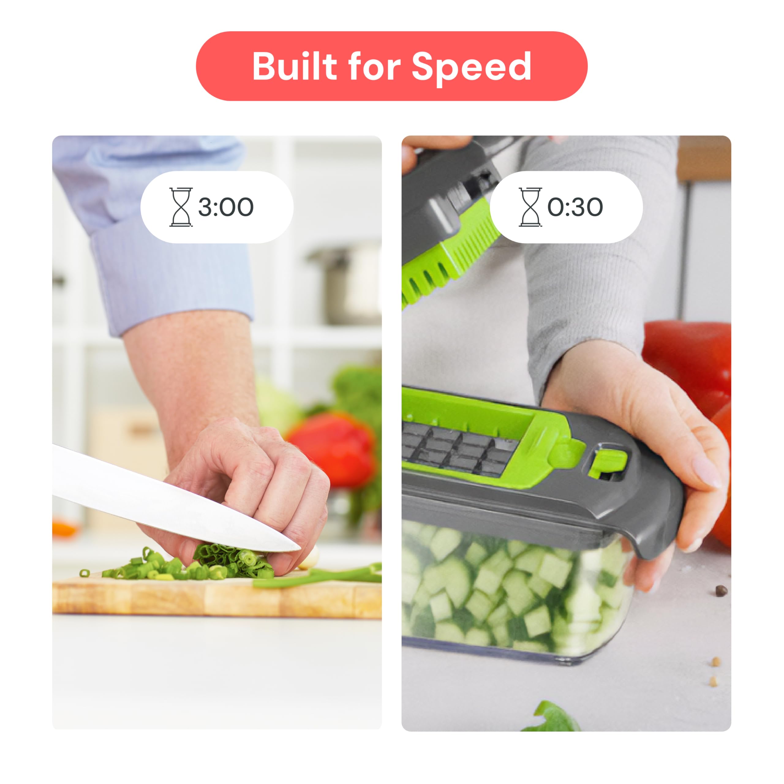 Fullstar Original Pro Chopper spiralizer attachment creating ribbons and spirals.