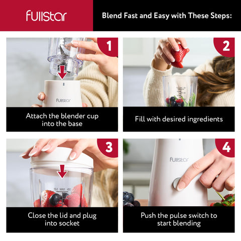 Fullstar portable blender used for baby foods, juices, and blends.