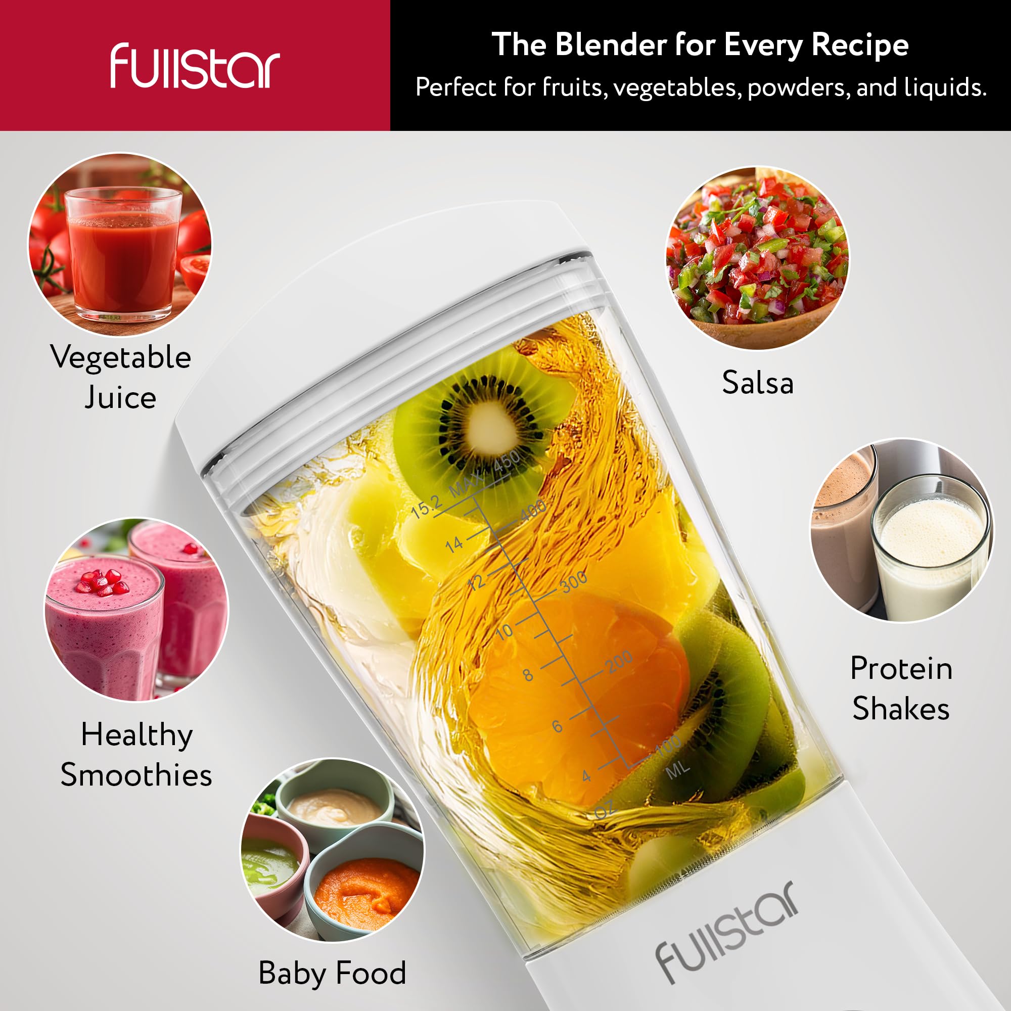 Fullstar portable blender with dishwasher-safe parts enables easy cleanup.