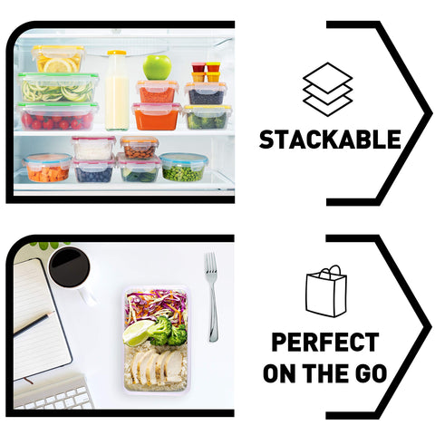 Fullstar stackable design facilitates pantry and fridge organization.