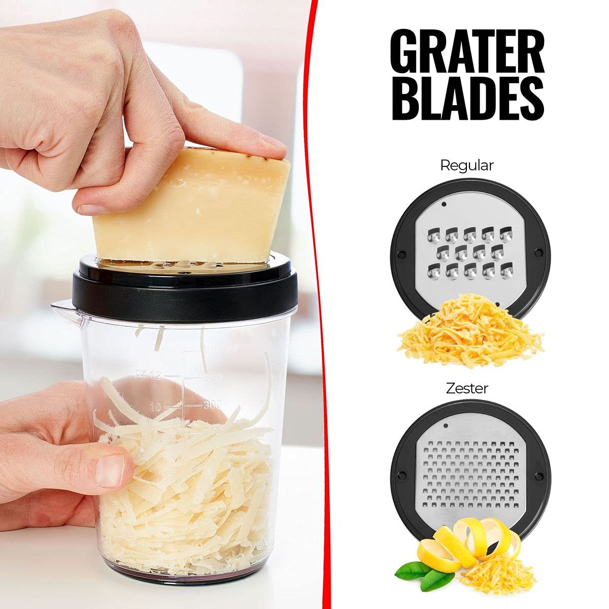 Fullstar stainless steel blades provide precise cuts for shredding.