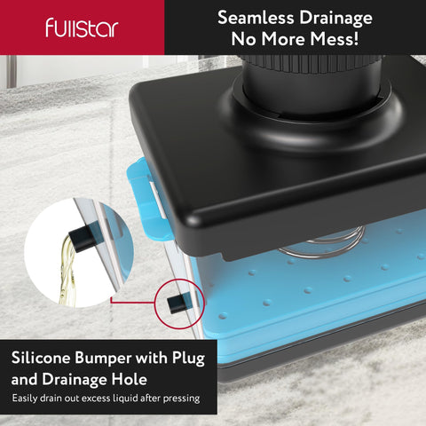 Fullstar tofu press with cutting blade included for easy cubing after pressing.