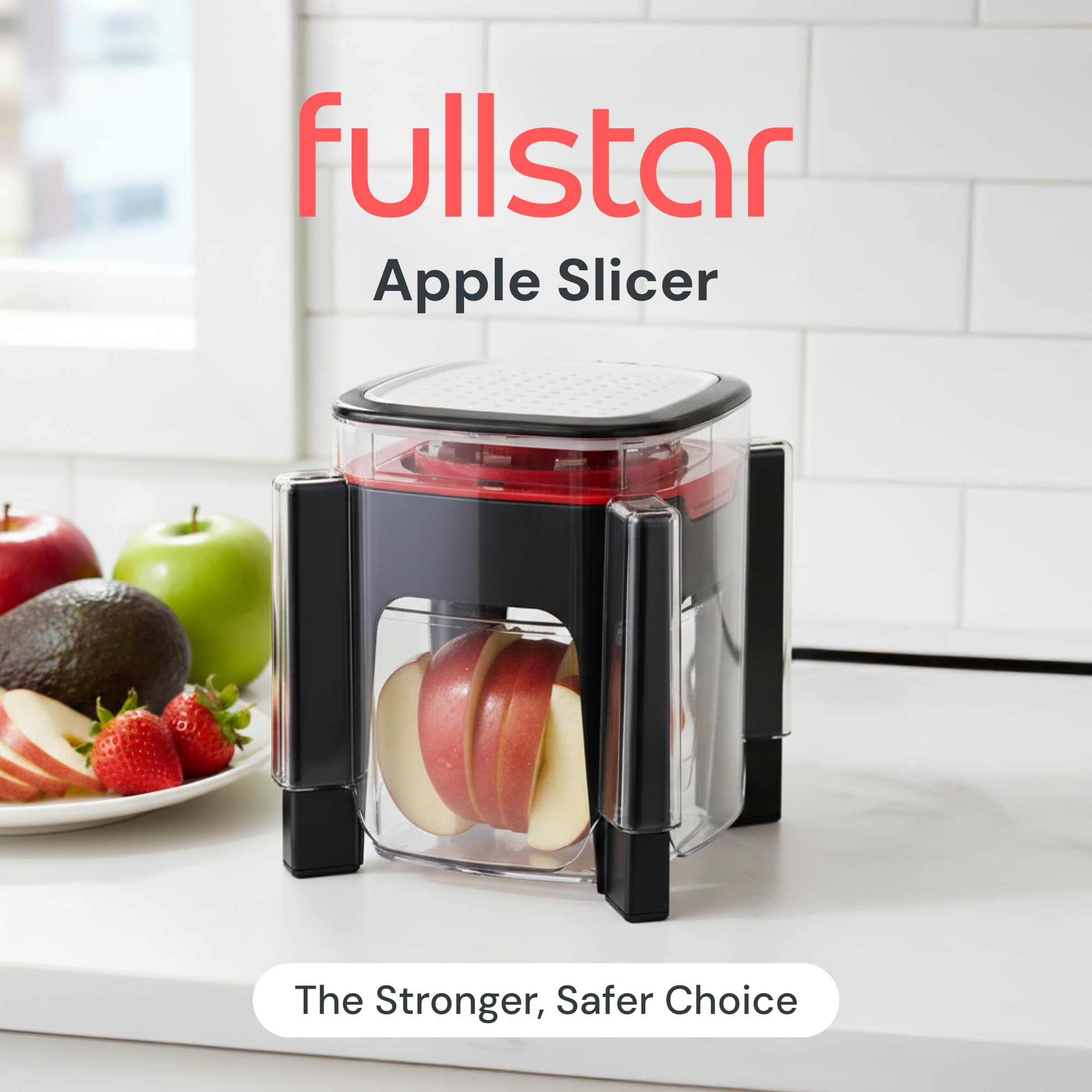 Fullstar tool with two attachments for strawberry and banana slicing.