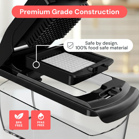 Fullstar Vegetable Chopper catch tray minimizes mess during cooking sessions.