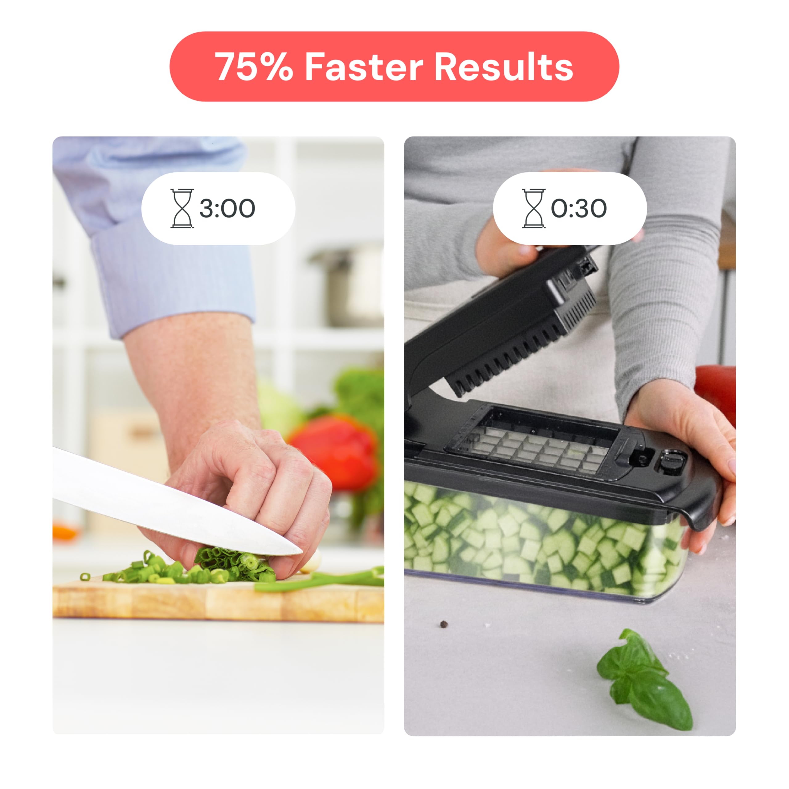 Fullstar Vegetable Chopper soft grip handle enhances control during chopping tasks.