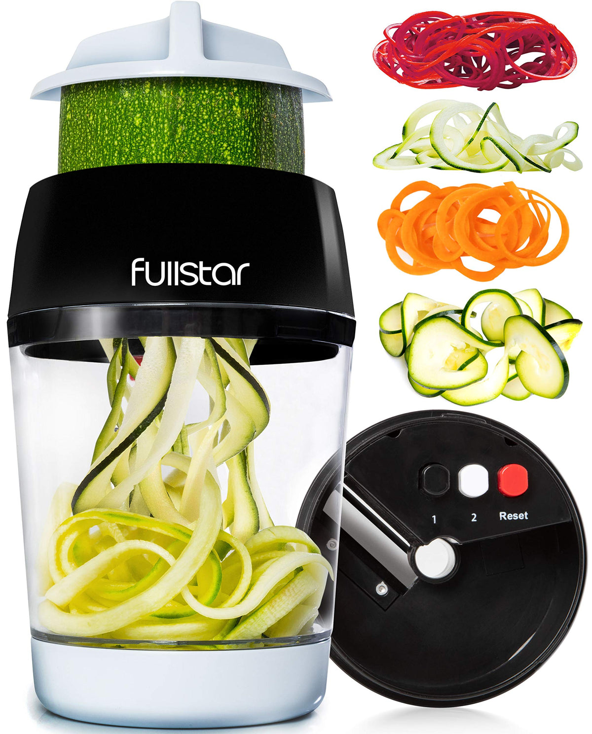 Fullstar 4-in-1 spiralizer assembly with versatile blades for noodles