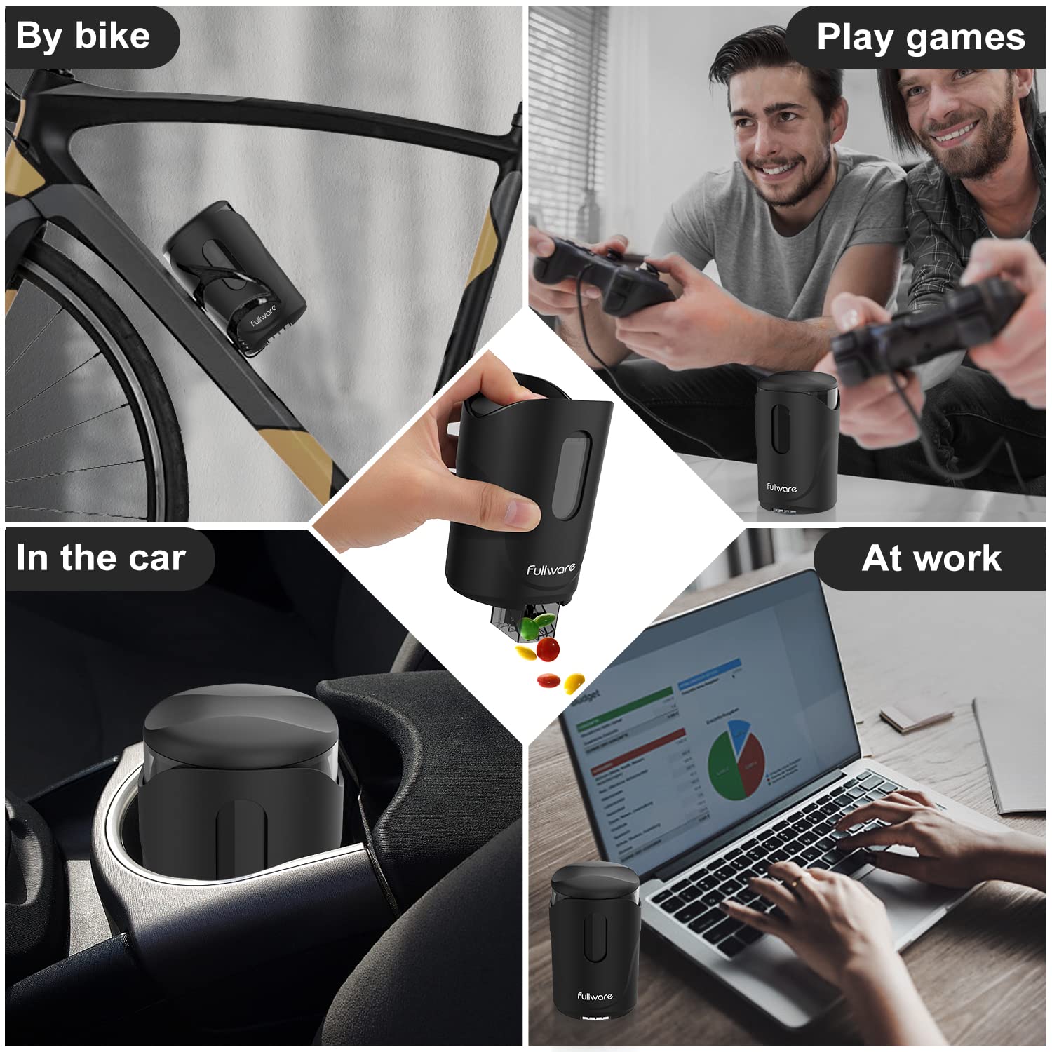 Fullware Nuts Dispenser keeps bite-sized snacks organized for quick grab.