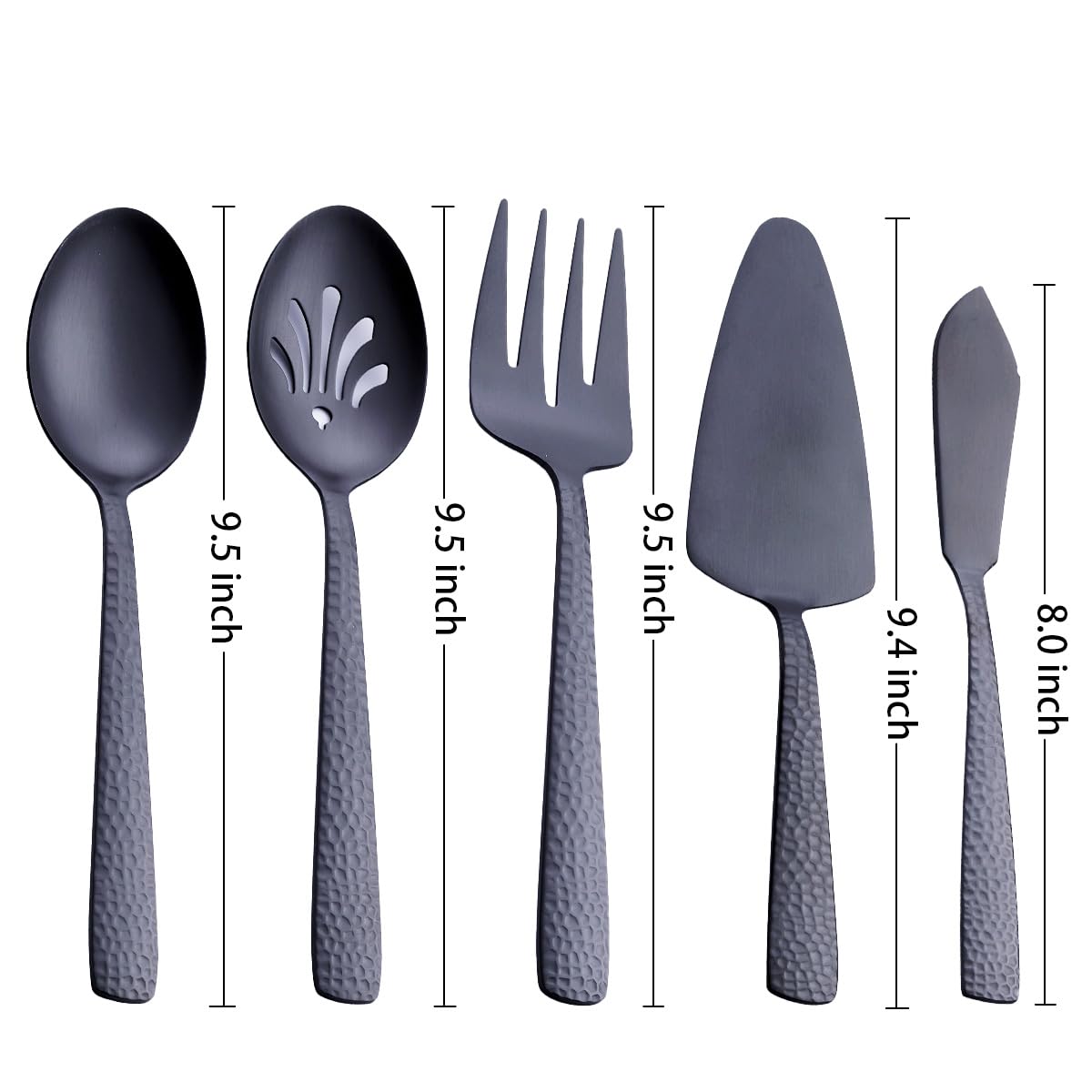 Fullyware 9.5-inch serving fork in matte black for sturdy servings.