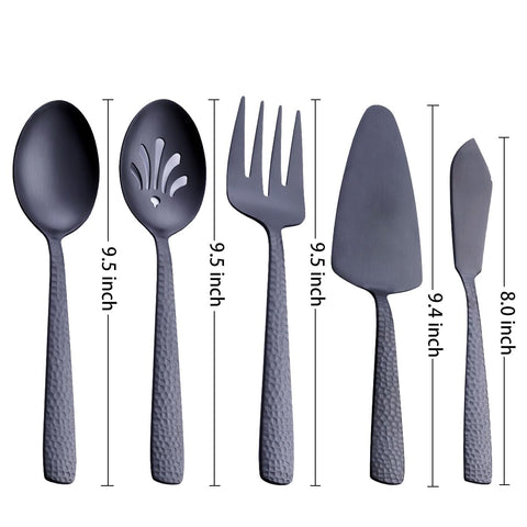 Fullyware 9.5-inch serving fork in matte black for sturdy servings.