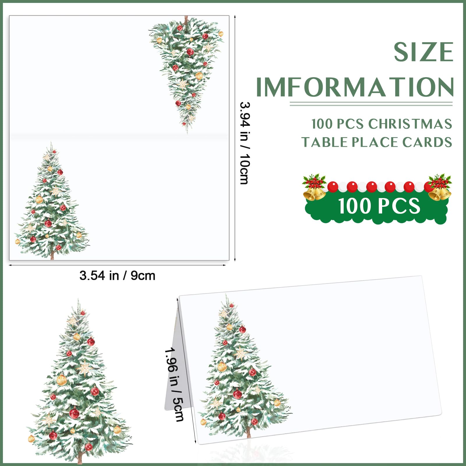 Fumete 100 piece Christmas place cards pack for versatile table décor