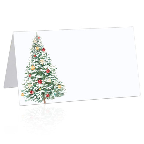 Fumete Christmas place card with green pine design for festive table setting