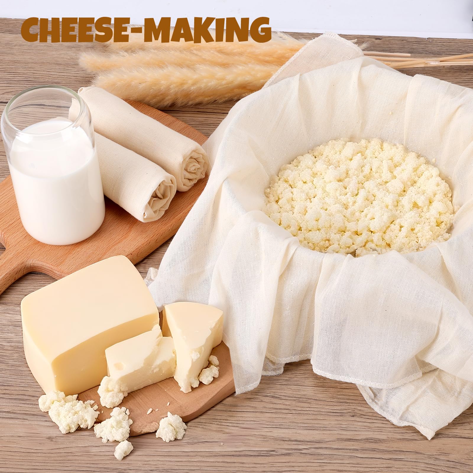 FUMILE organic cotton unbleached cheese cloth safe for cheese making and plant milks