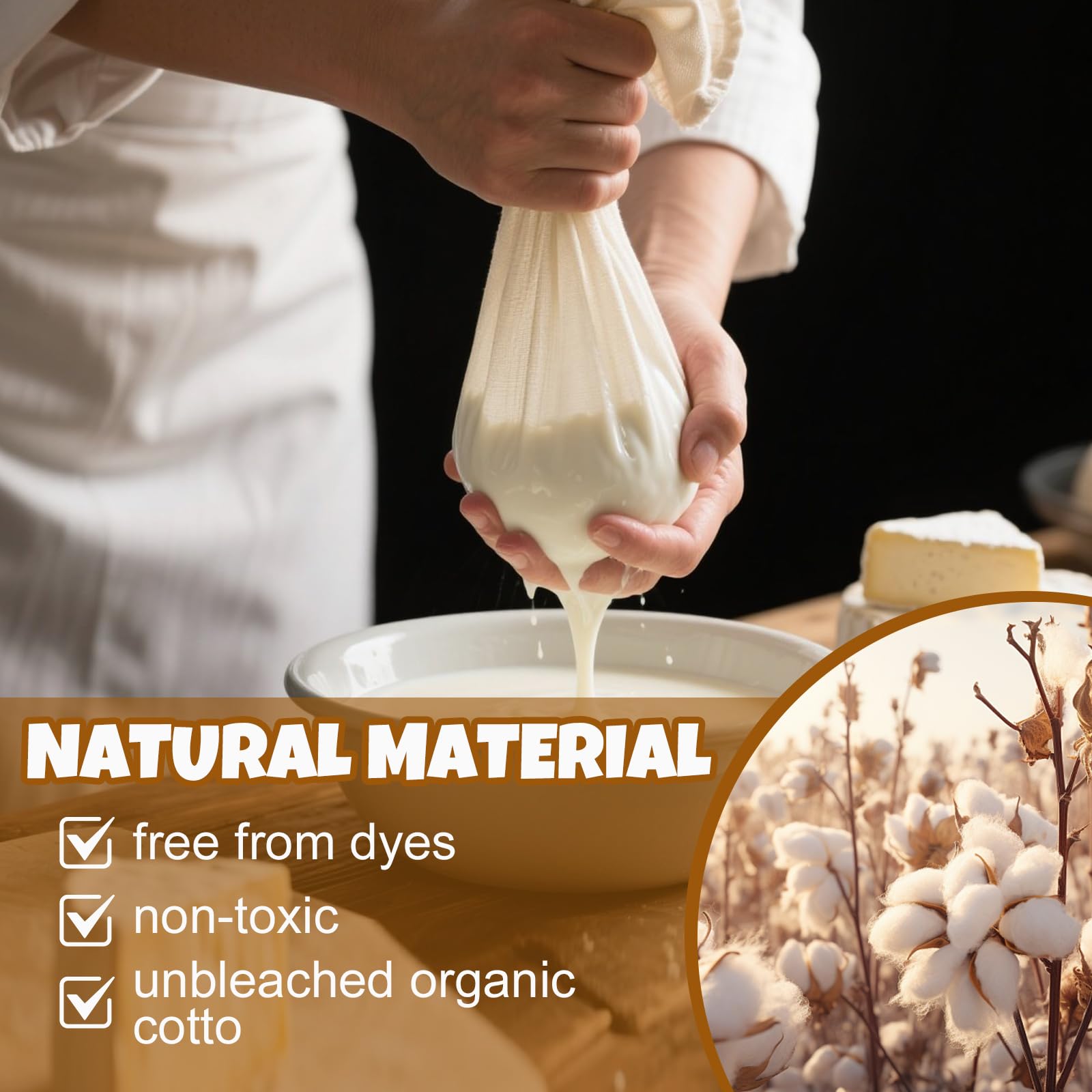 FUMILE reusable cheese cloth with dense weave for steady filtration.