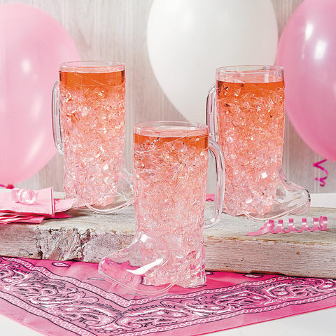 Cowboy boot mugs elevate party decor and guest photo moments.