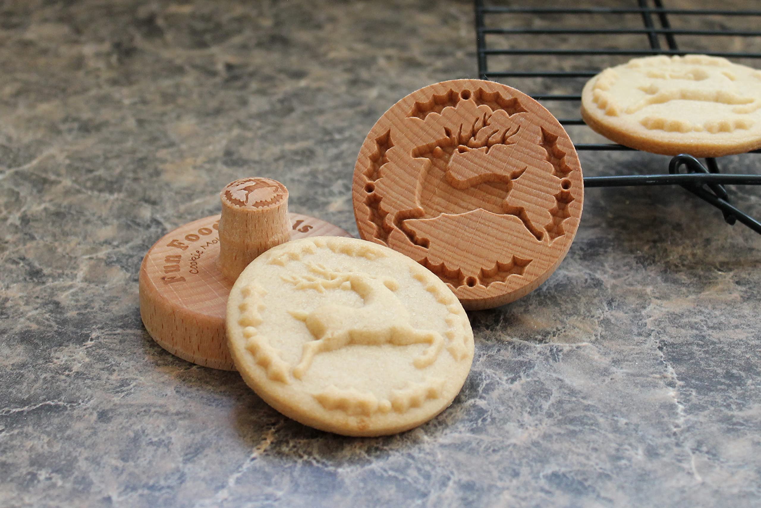 Fun Food Tools Reindeer and Holly stamp ideal for shortbread and fondant accents.