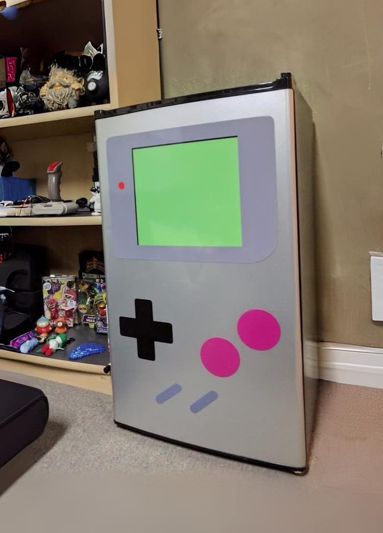 Fridge display using FridgeBoy magnets for geeky decor setup