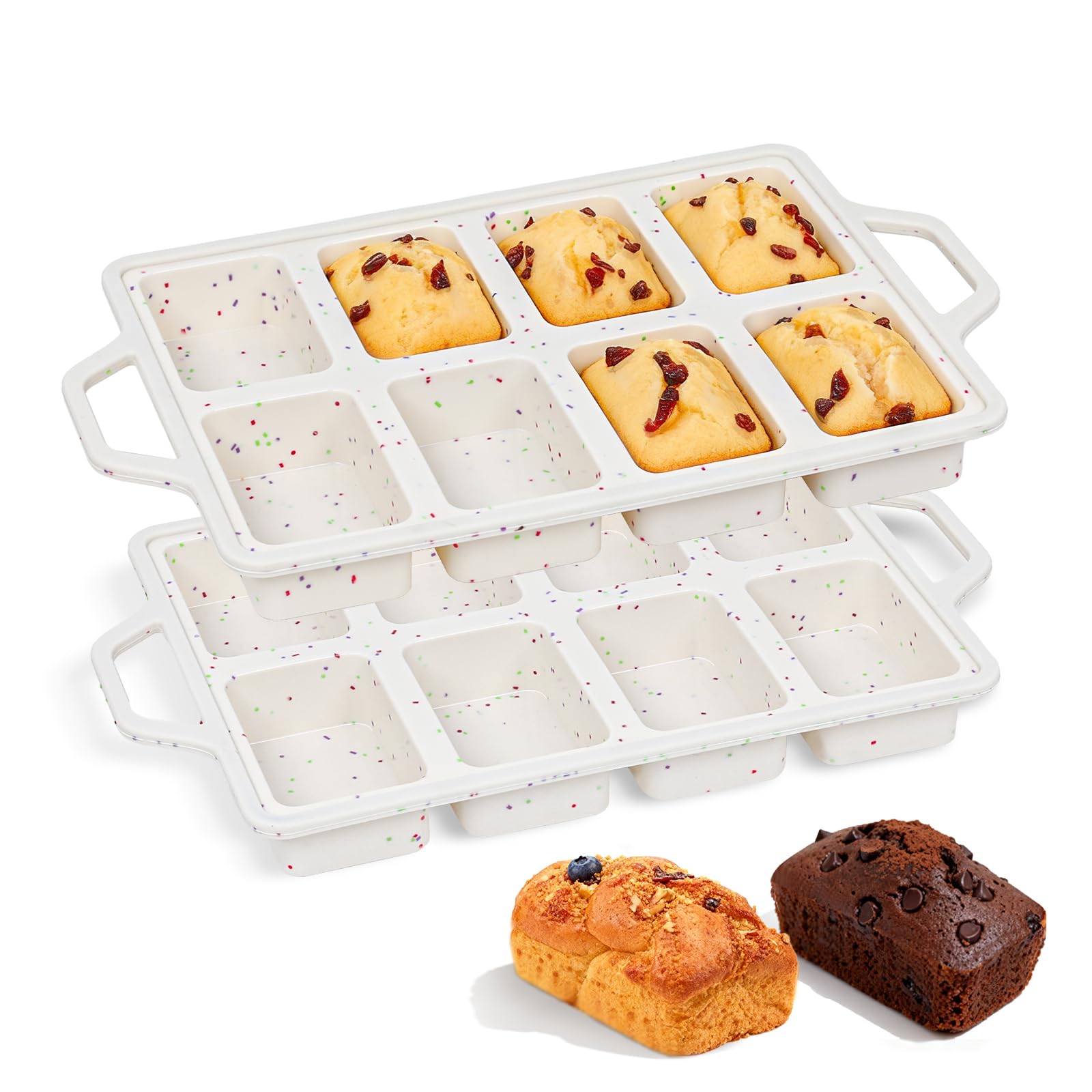 Funbaky mini loaf pans with a metal frame provide sturdy stability for even baking.