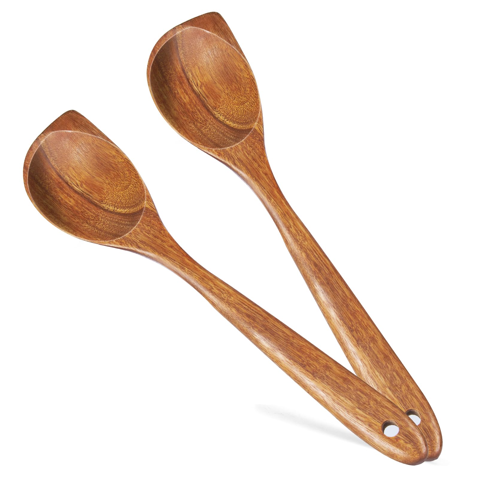 FunCee Acacia Spoons two-pack ideal for stirring sauces without scratching nonstick cookware