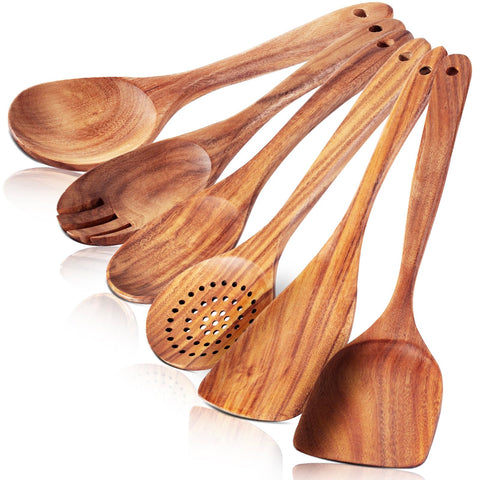 FunCee teak spoons packaging showcase, durable kitchen essentials for long-term use.