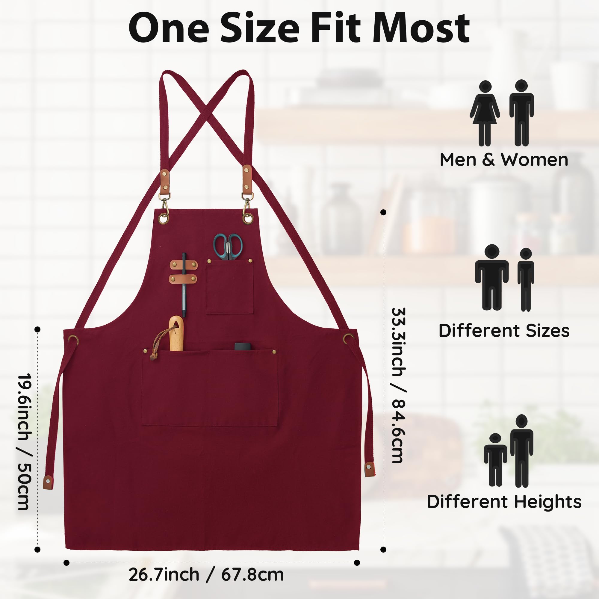 FunChaos apron with brass hardware and leather trims for premium detail