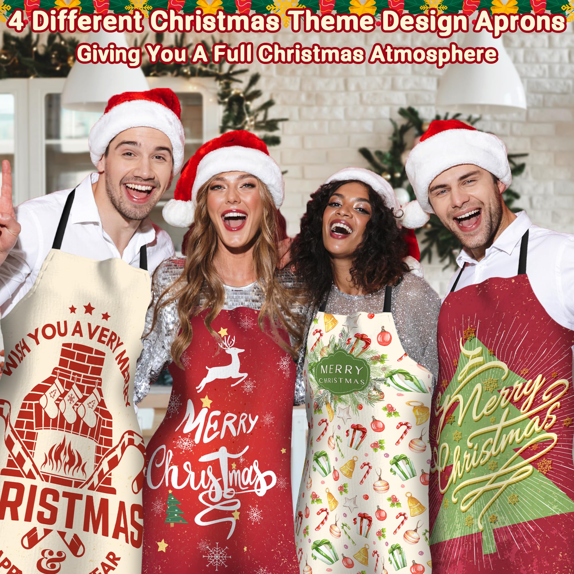 FunChaos Xmas apron featuring bells and candy, great for holiday baking