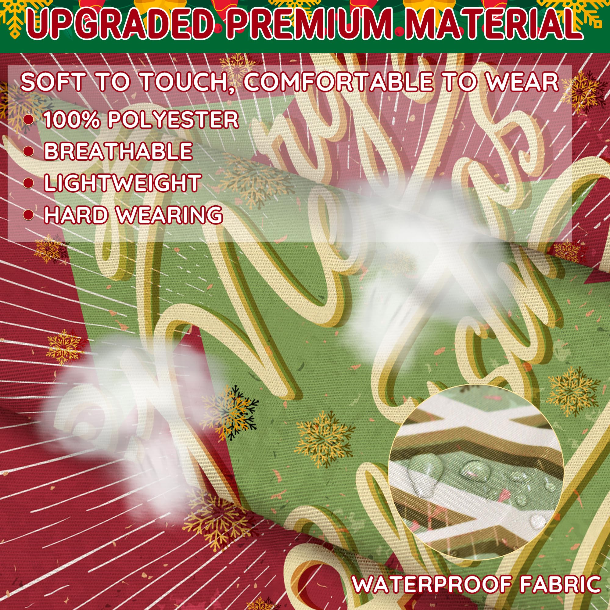 FunChaos Christmas apron plaid fabric closeup, durable and easy to clean