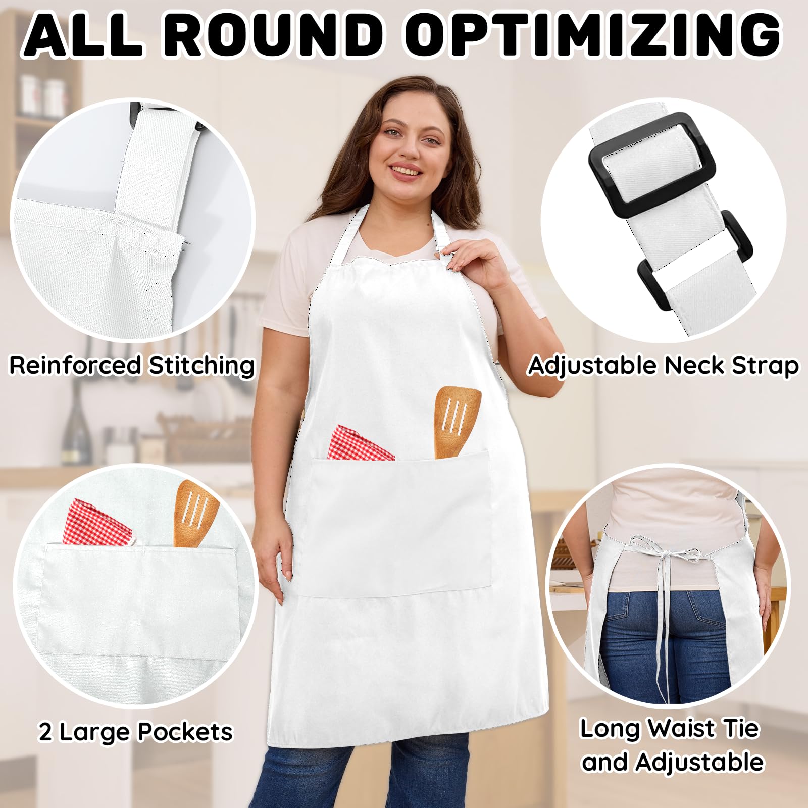 FunChaos plus-size apron adjustable neck strap and long back strap for flexible sizing