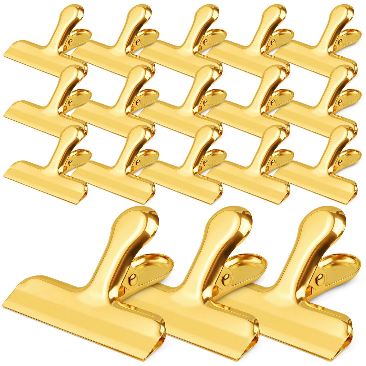 FUNFERY 24-pack 3-inch gold chip clips sealing snack bags and keeping contents fresh