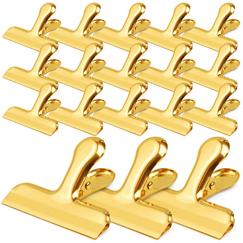 FUNFERY 24-pack 3-inch gold chip clips sealing snack bags and keeping contents fresh