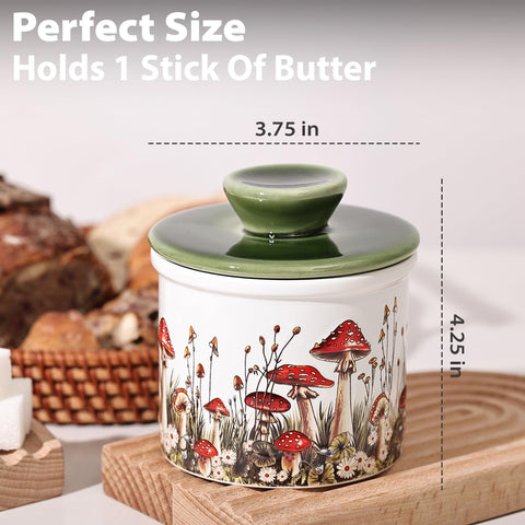 Close-up of airtight water seal on Fungi Fun butter crock
