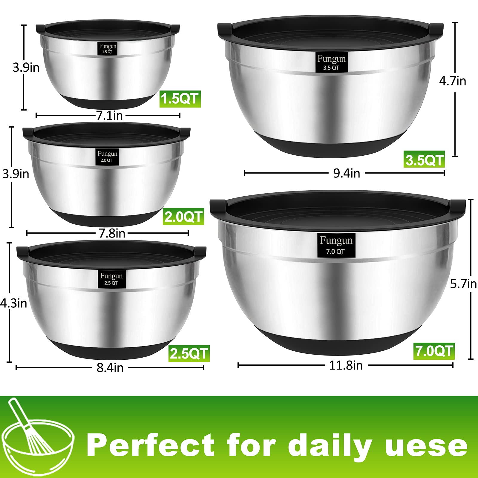 Fungun airtight lids sealing bowls to keep food fresh.