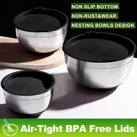 Fungun bowls with non-slip silicone bottoms for stable mixing.