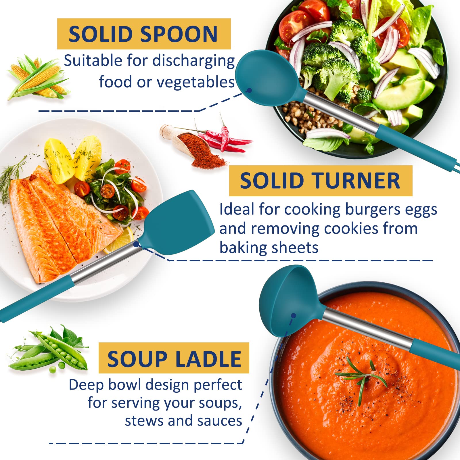 Fungun one-piece molded set simplifies cleaning and storage after cooking sessions.