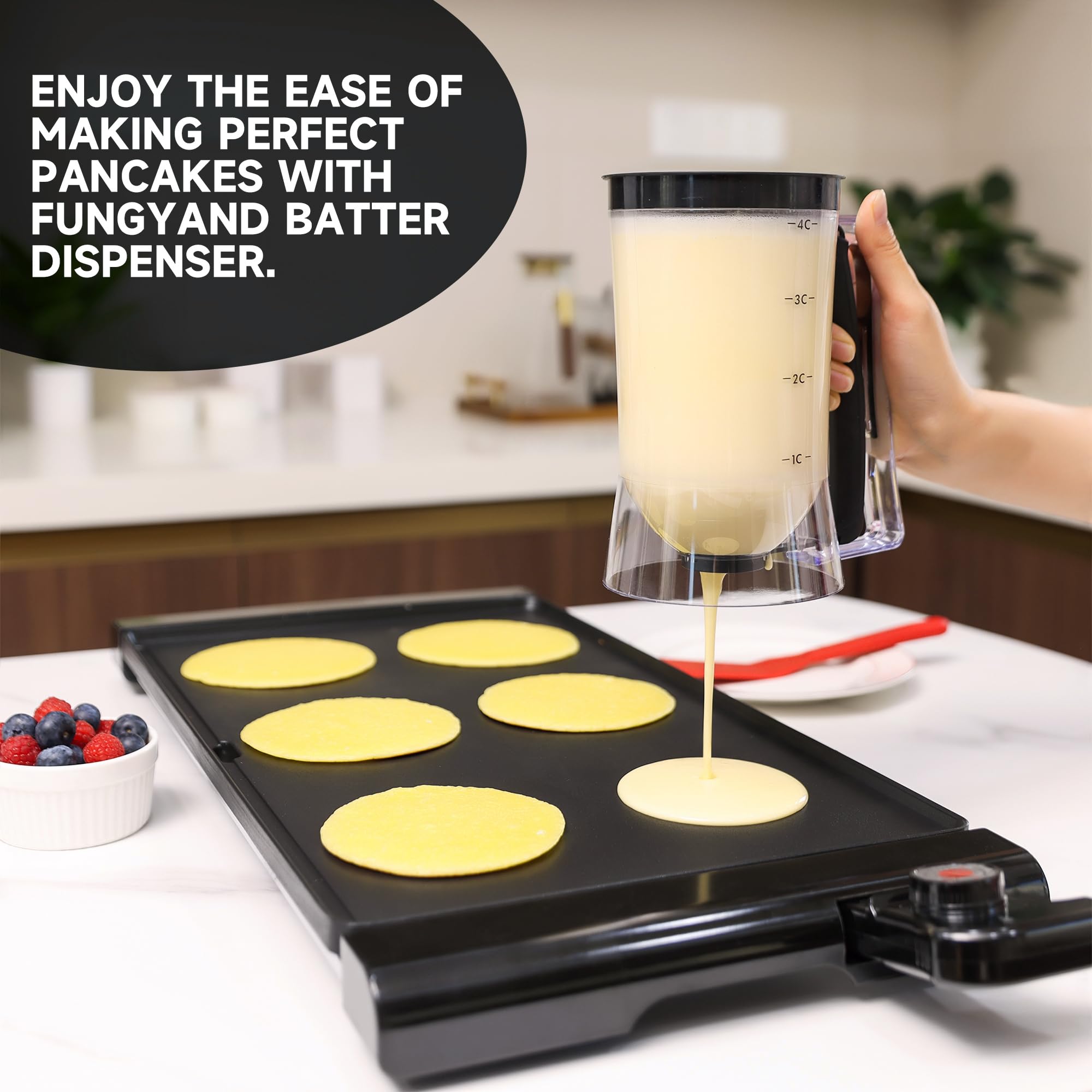 FUNGYAND Multipurpose Batter Dispenser for pancakes, waffles, muffins.