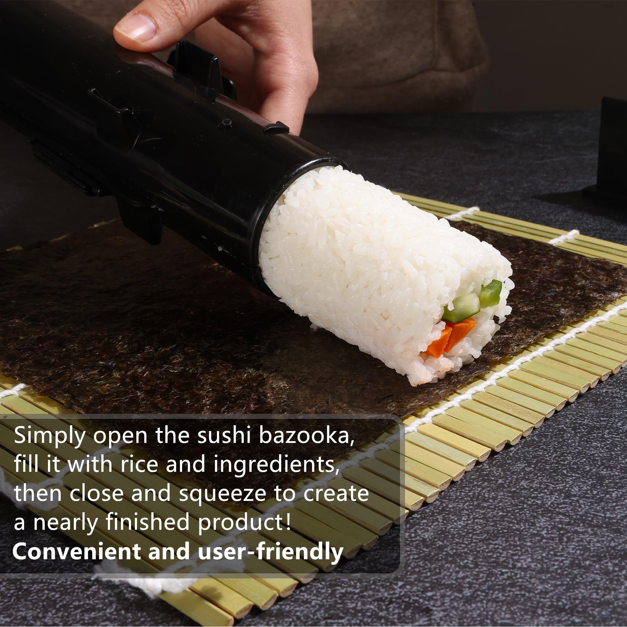 FUNGYAND nigiri press helps shape neat nigiri for beginners.