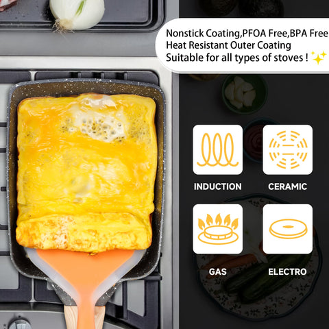 FUNGYAND Tamagoyaki spatula heat-resistant handle for smooth flipping