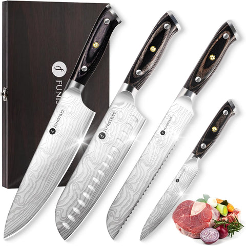 Funistree Damascus knife set box—premium storage for all blades.